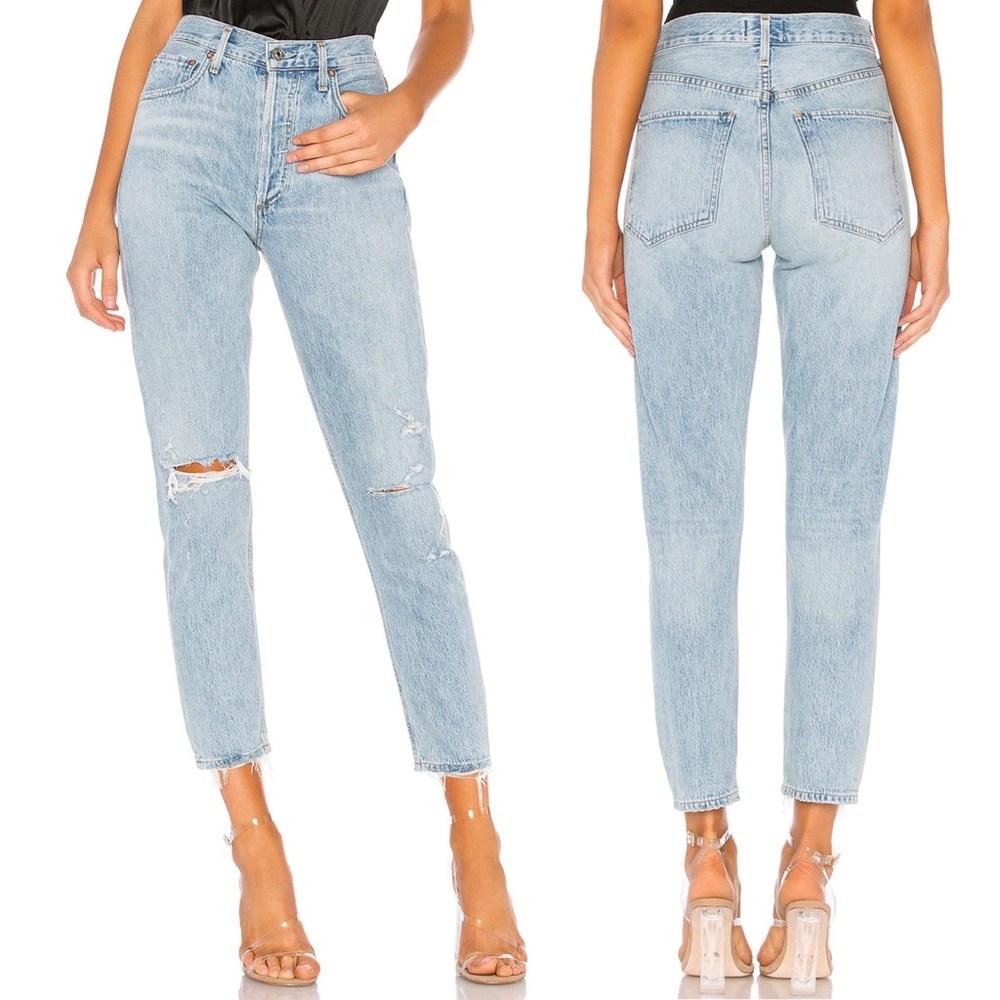 Agolde Jamie Distressed Straight Leg Jeans Shakedown